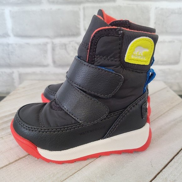 Sorel Whitney Strap Children's Boots Sz 4 Red and Black Micro Fleece Lined NWT - Picture 2 of 8